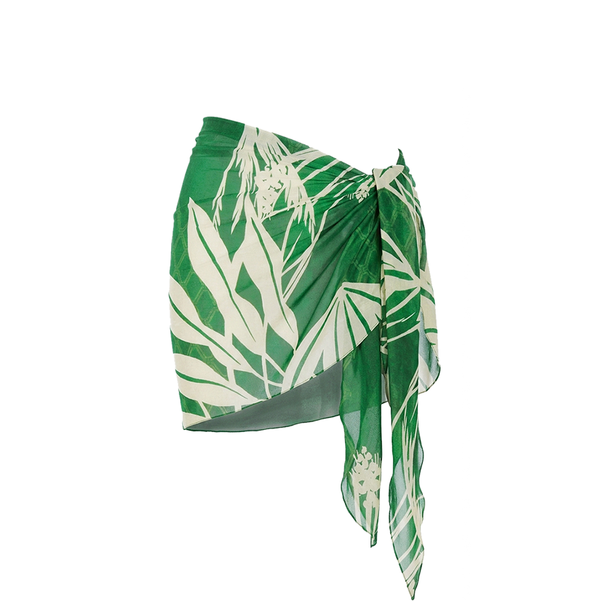V Neck Green Plant Print Swimsuit Set(s)