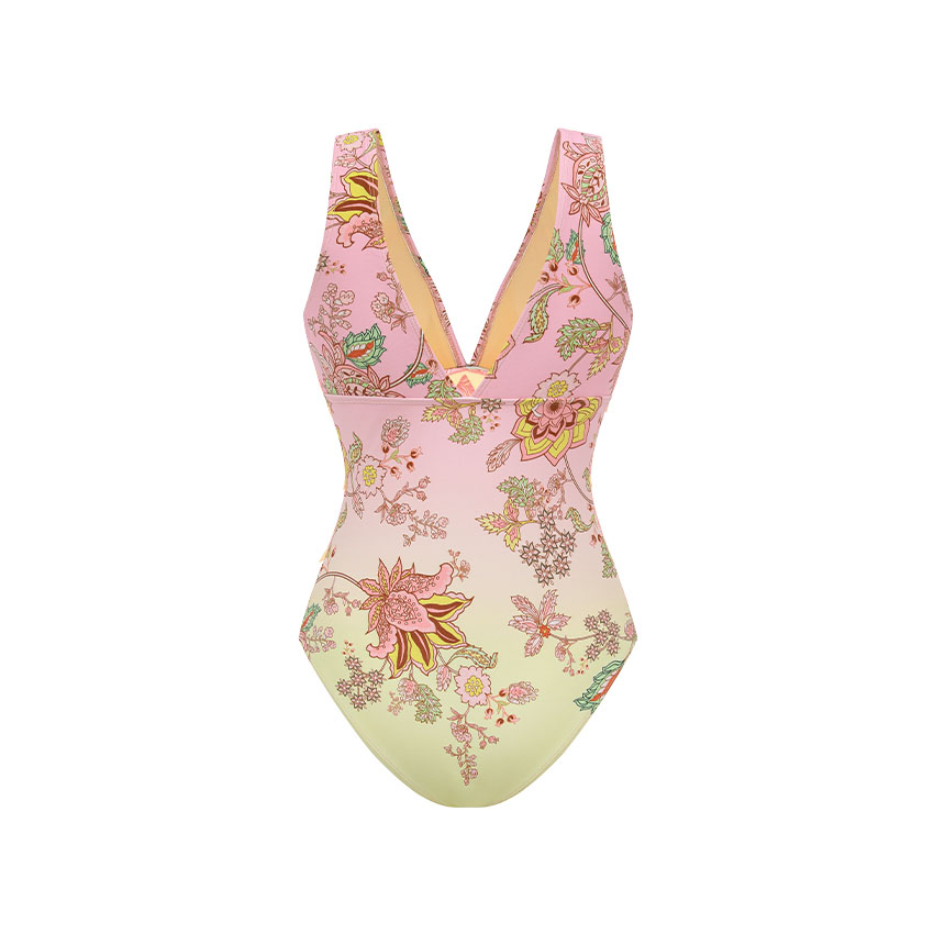 V Neck Color Block Printed Swimsuit Set(s)