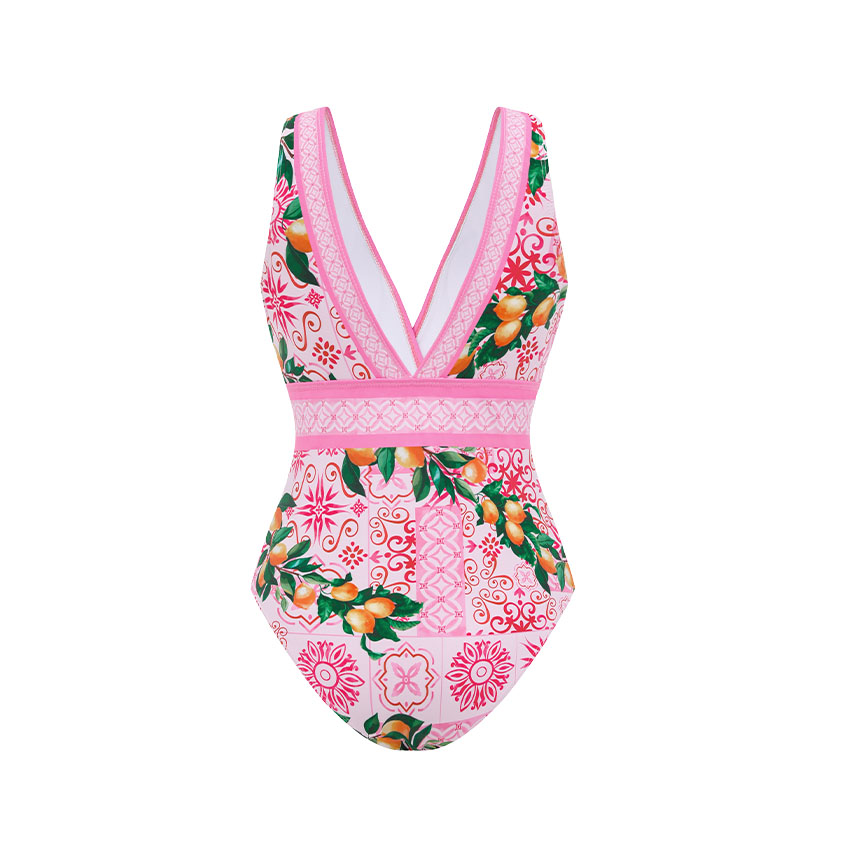 V Neck Lemon Print Swimsuit Set(s)