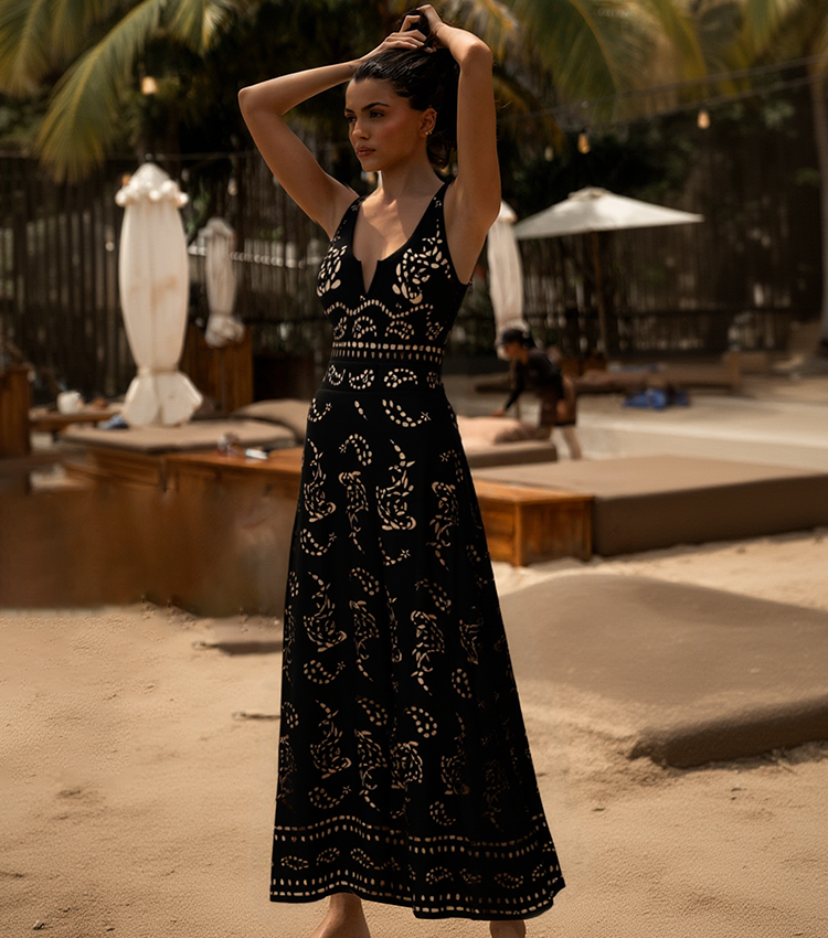 Plunge Black Laser Cut Swimsuit Set(s)