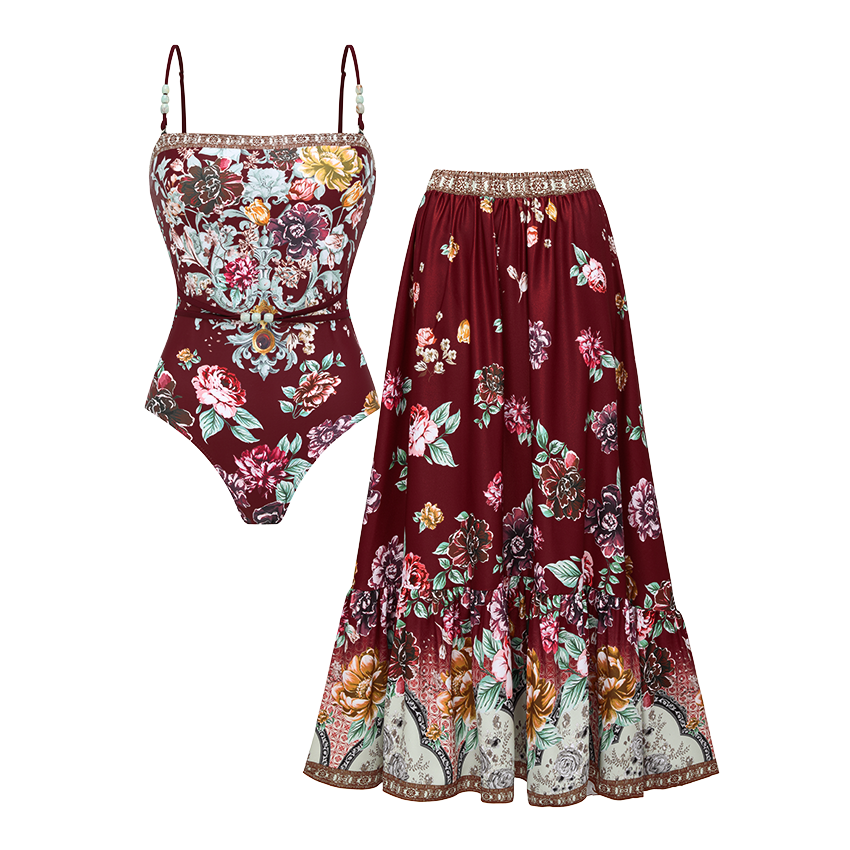 Strapless Peony Print Swimsuit Set(s)