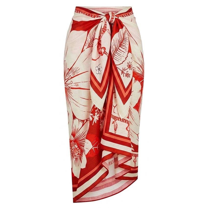 Detachable Shoulder Straps Red Color Laser Cutting Swimsuit Set(s)