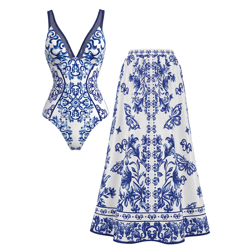 [Copy][Copy]Pink Orchid Print Strappy Swimsuit Set(s)