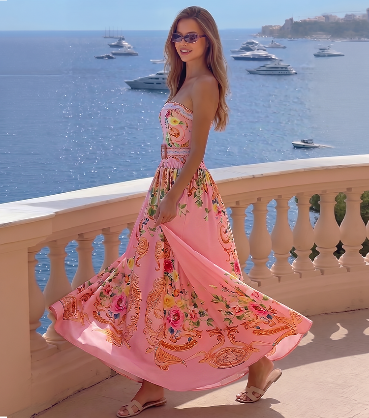 Strapless Baroque Floral Print Swimsuit set(s)
