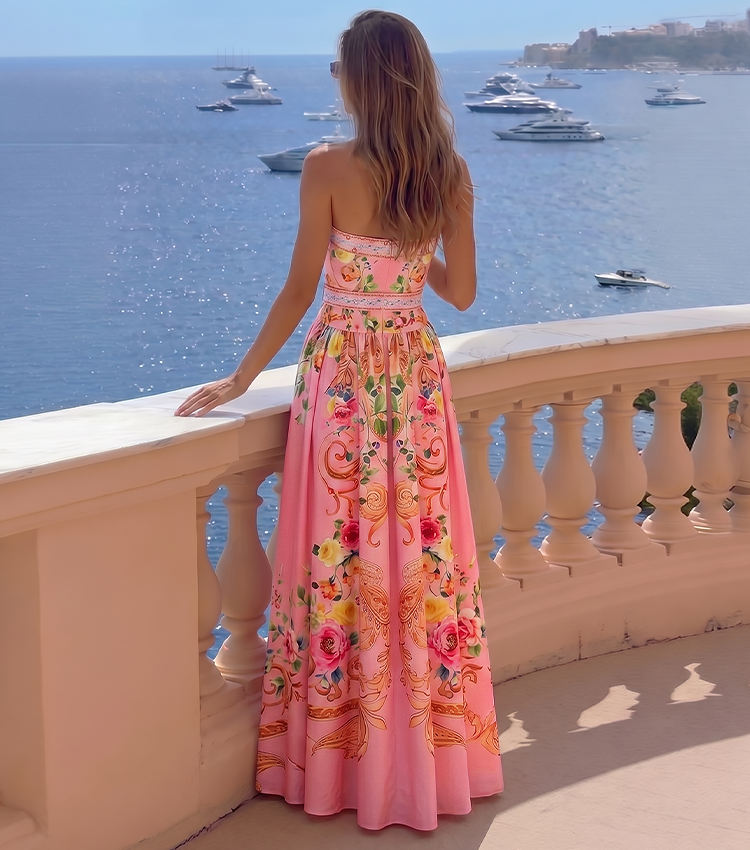 Strapless Baroque Floral Print Swimsuit set(s)