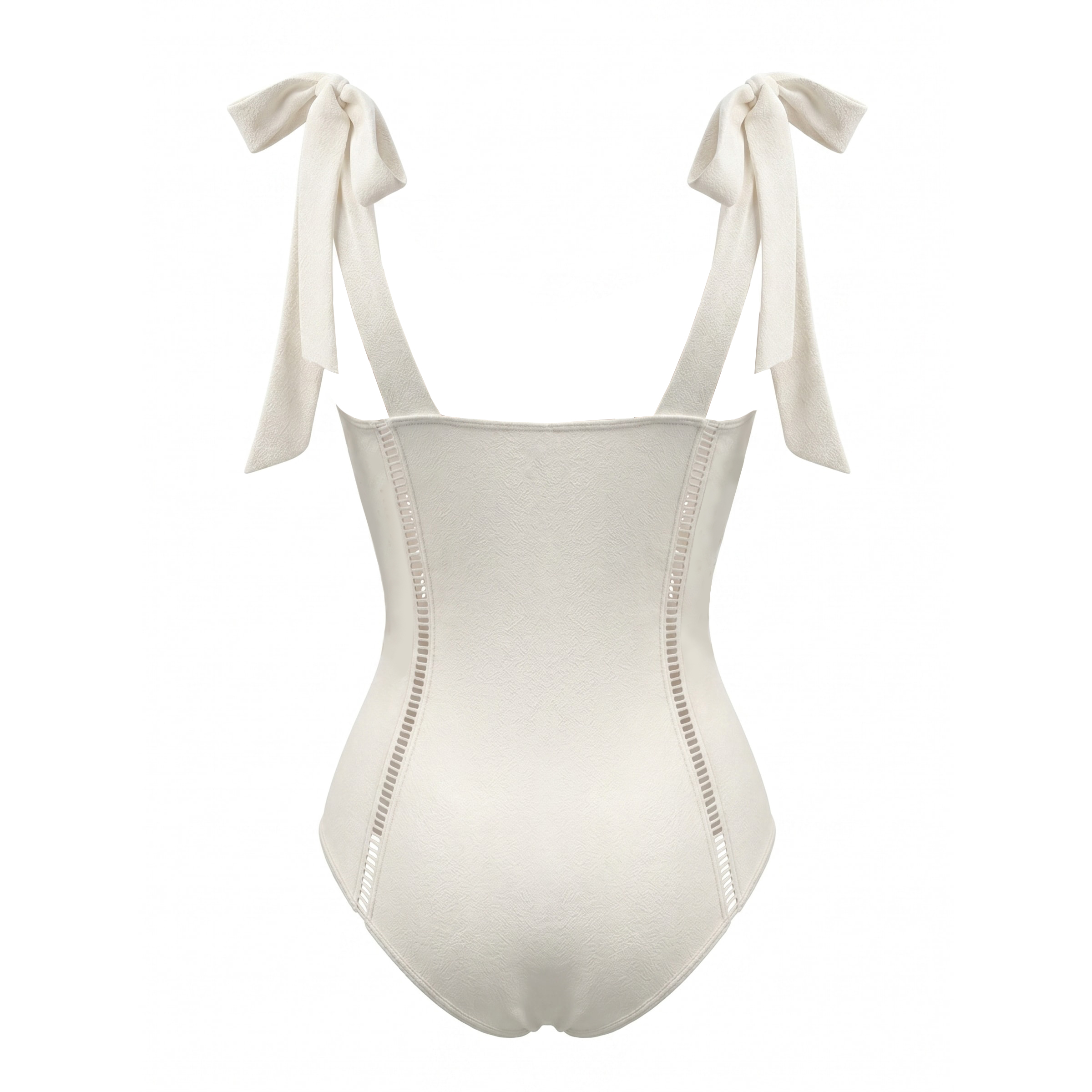 White Color Laser Cutting Flower Swimsuit Set(s)