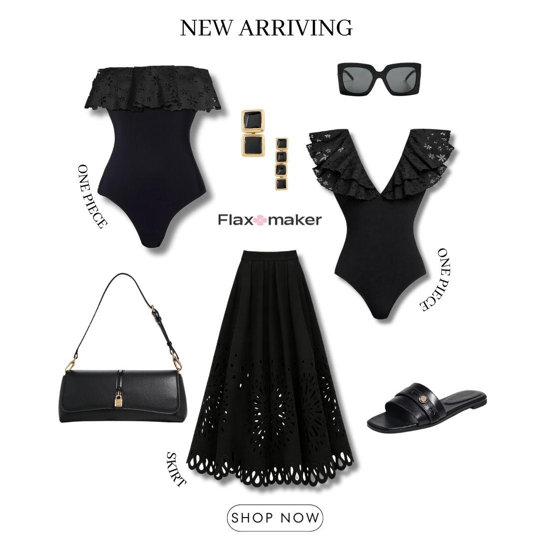 Black Laser Cutting Flower Hollow Swimsuit Set(s)