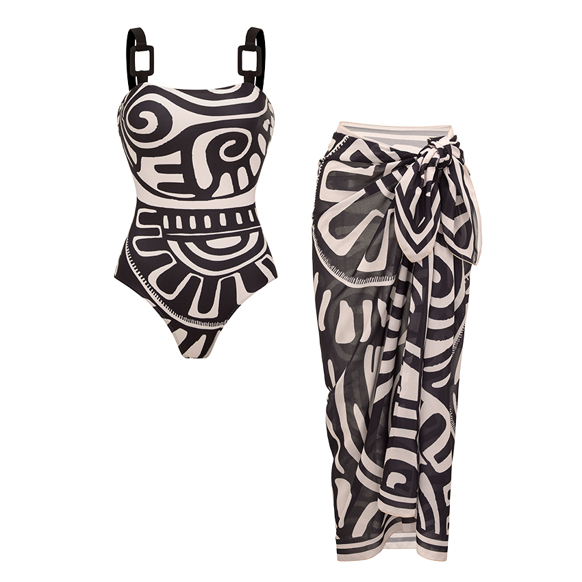 [Copy]One Shoulder Yellow Printed Swimsuit Set(s)