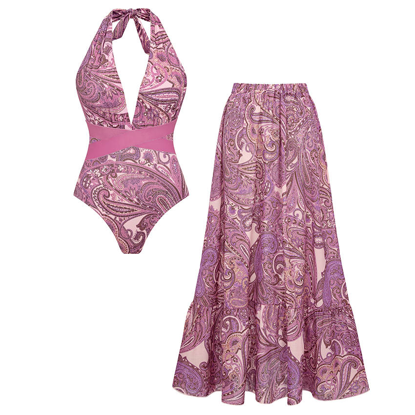 Adjustable Shoulder Straps Black Tribal Print Swimsuit Set(s)