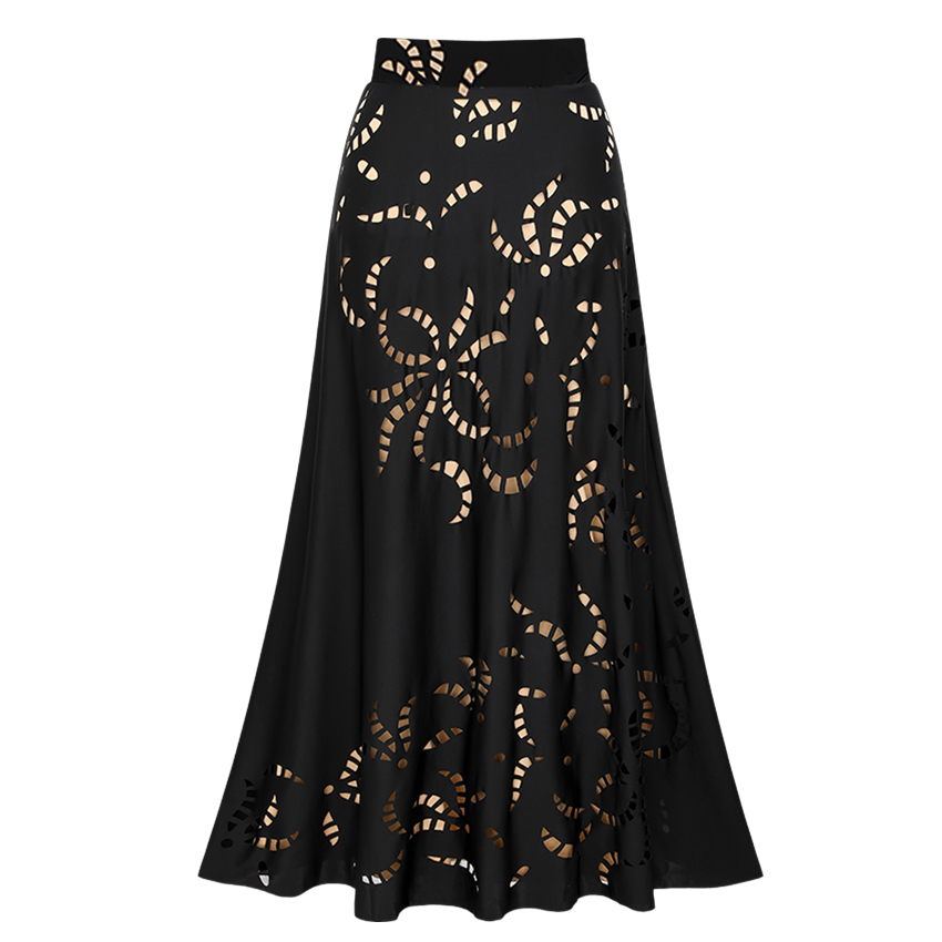 Bow-detailed Black Laser Cutting Flower Swimsuit Set(s)