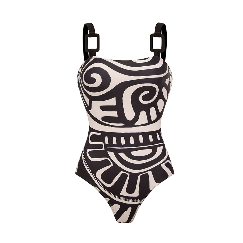 [Copy]One Shoulder Yellow Printed Swimsuit Set(s)