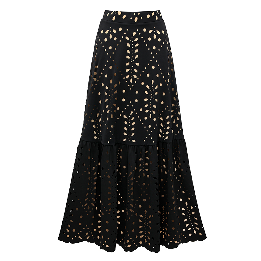 V Neck Black Laser Cutting Flower Swimsuit Set(s)