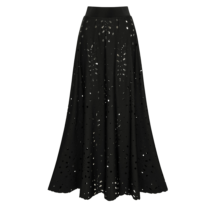 One Shoulder Tummy Control Black Laser Cutting Flower Swimsuit Set(s)