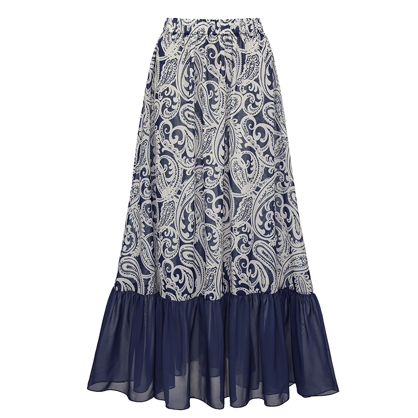 One Shoulder Blue Color Block Paisley Print Swimsuit Set(s)