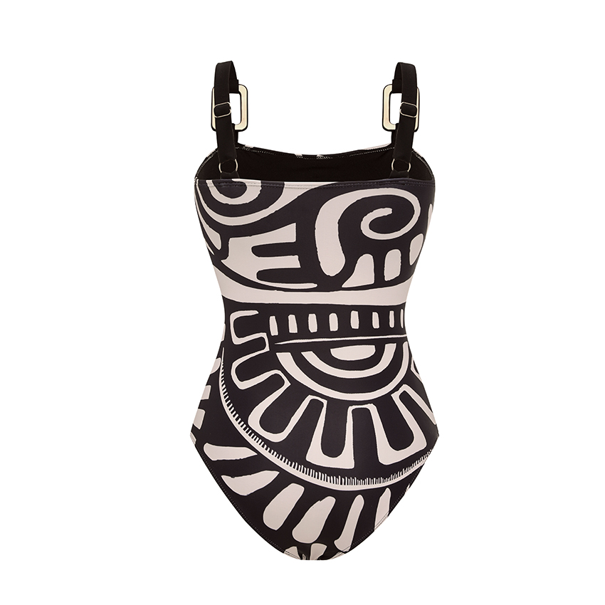 [Copy]One Shoulder Yellow Printed Swimsuit Set(s)