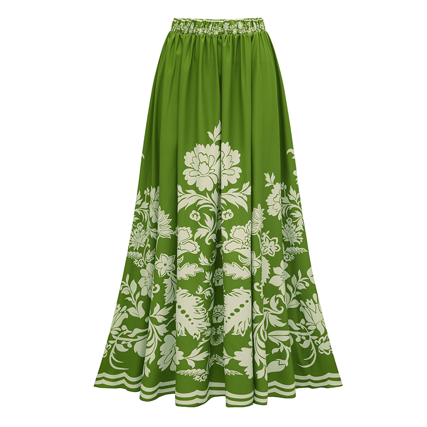 [Copy]Sling Cut Out Green Retro Printed Swimsuit Set(s)