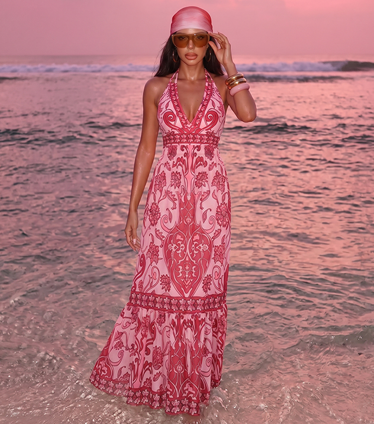 Halter Neck Tummy Control Retro Printed Swimsuit Set(s)