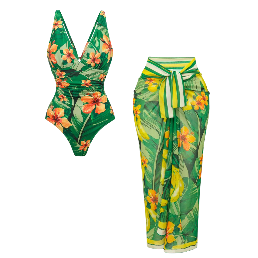 [Copy]3D leaf-patterned Print Swimsuit Set(s)