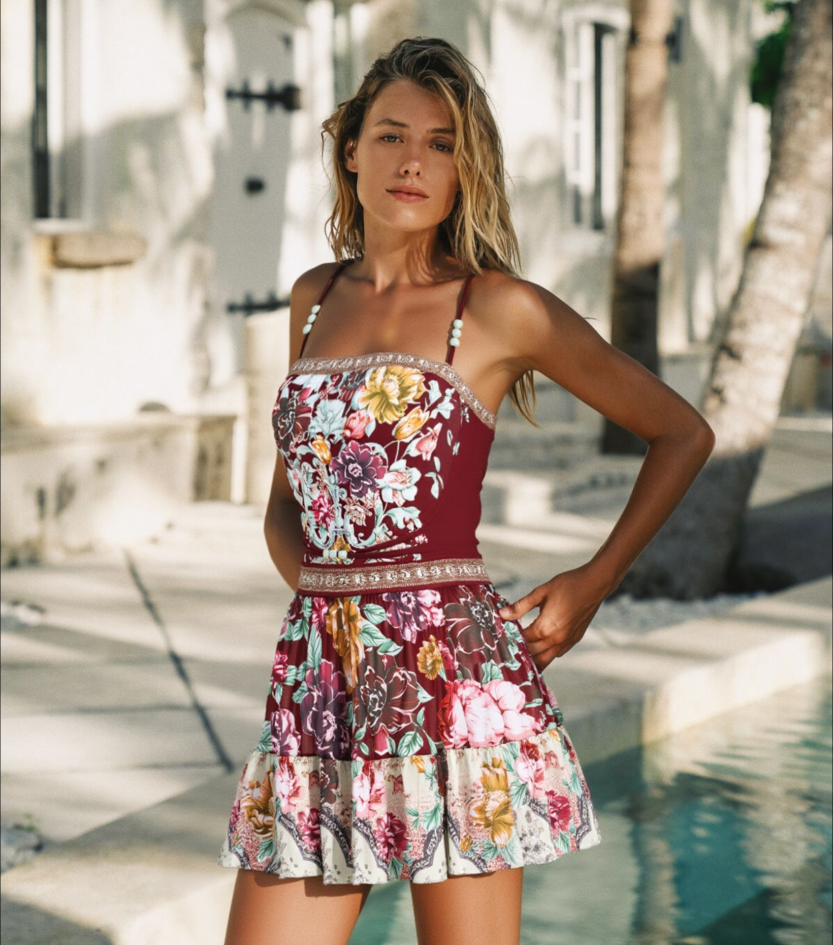 Strapless Peony Print Swimsuit Set(s)
