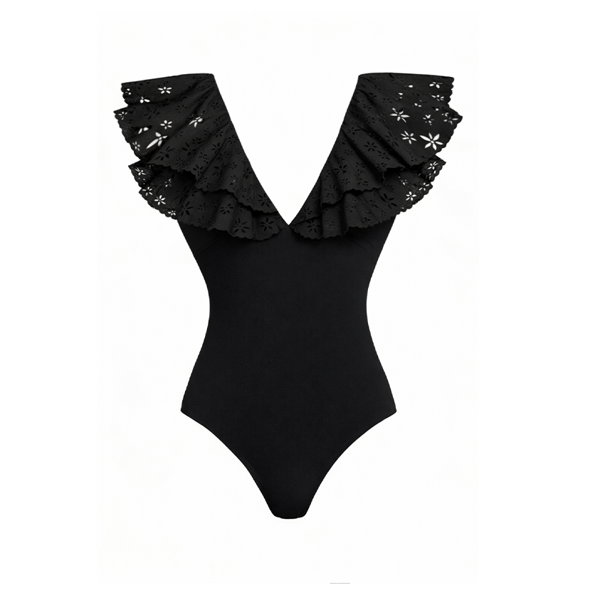 Black Laser Cutting Flower Hollow Swimsuit Set(s)