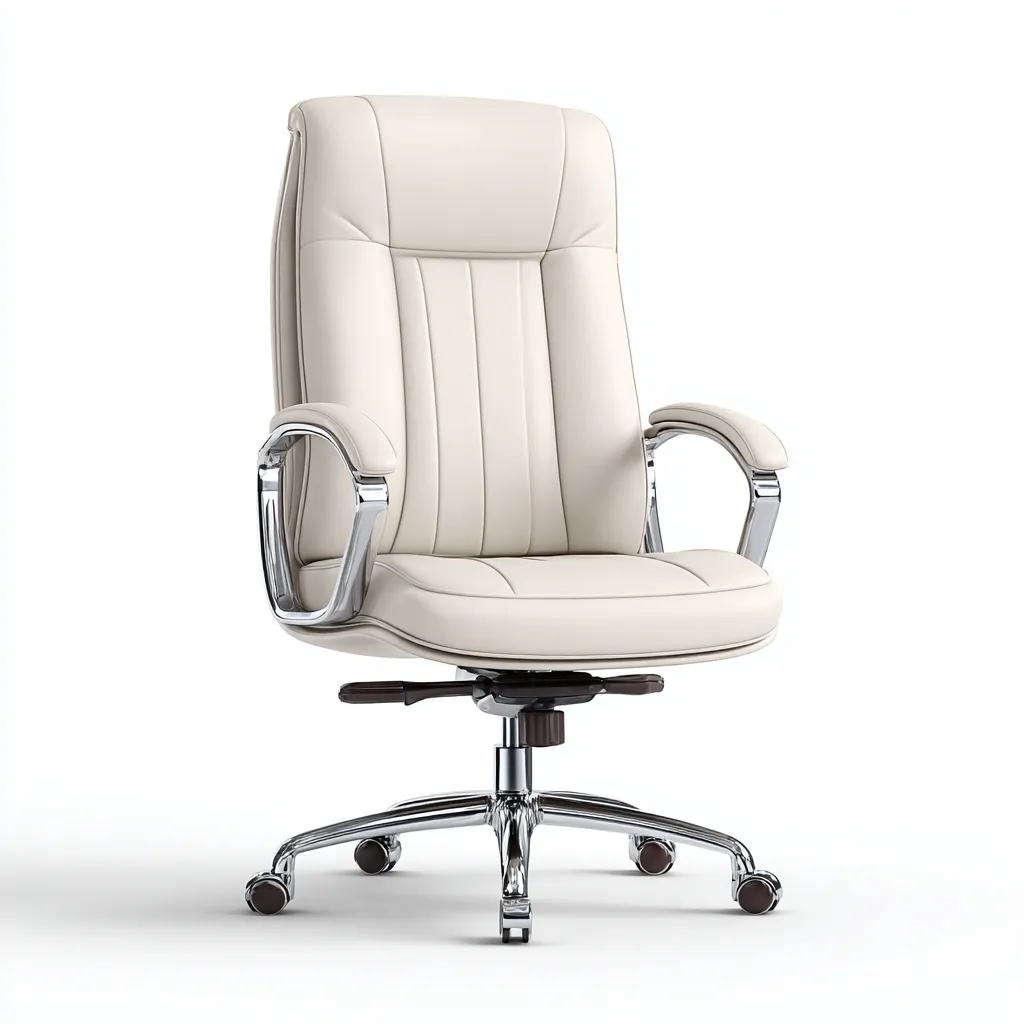 Sedia da ufficio in similpelle-metallo 65x65x120 cm - beige - design moderno-Placidin