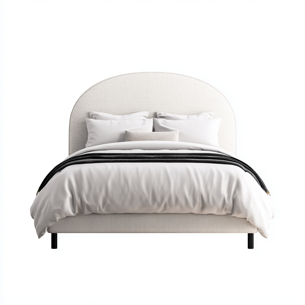 Letto matrimoniale imbottito 210x160x120 cm - colore bianco - design moderno-Placidin