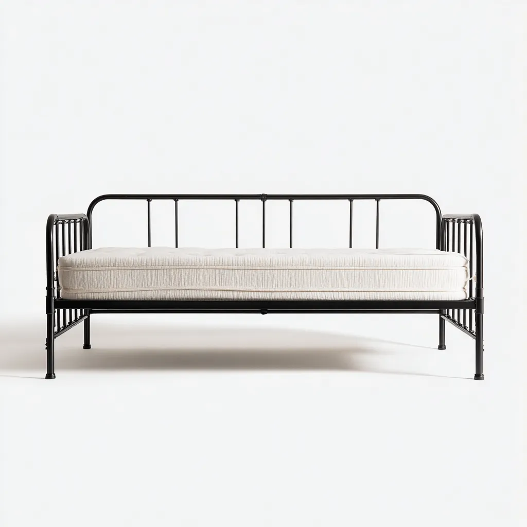 Divano letto in metallo 200x90x85 cm - colore nero - design moderno-Placidin