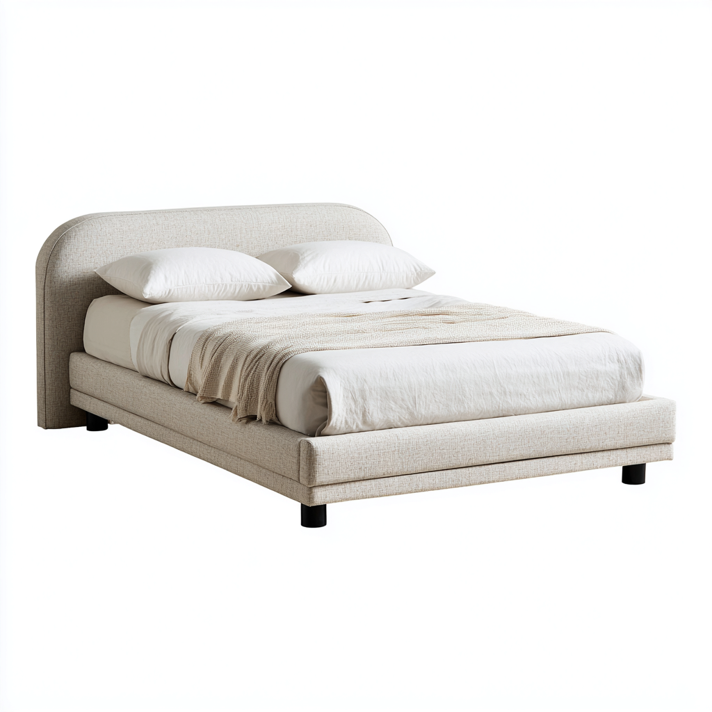 Letto matrimoniale imbottito 210x160x110 cm - colore beige - design moderno-Placidin