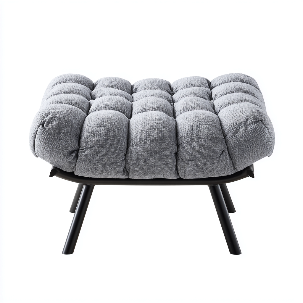 Pouf imbottito con base in metallo 55x45x40 cm - grigio - design moderno-Placidin