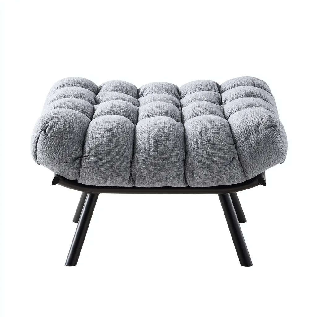 Pouf imbottito con base in metallo 55x45x40 cm - grigio - design moderno-Placidin