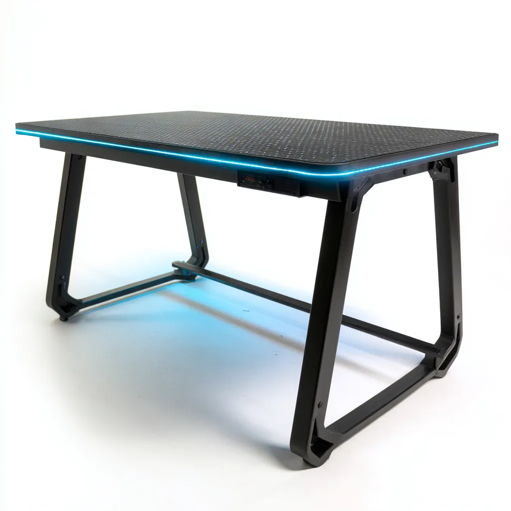 Scrivania 120x60x75 cm - nero-LED - design moderno con illuminazione-Placidin