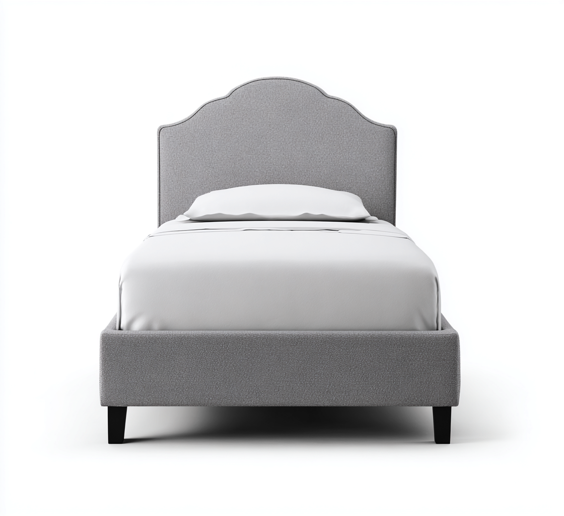 Letto singolo imbottito 205x100x115 cm - colore grigio - design classico-Placidin