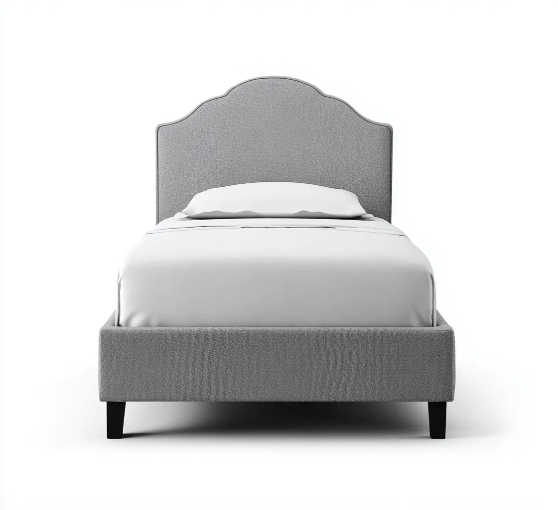 Letto singolo imbottito 205x100x115 cm - colore grigio - design classico-Placidin