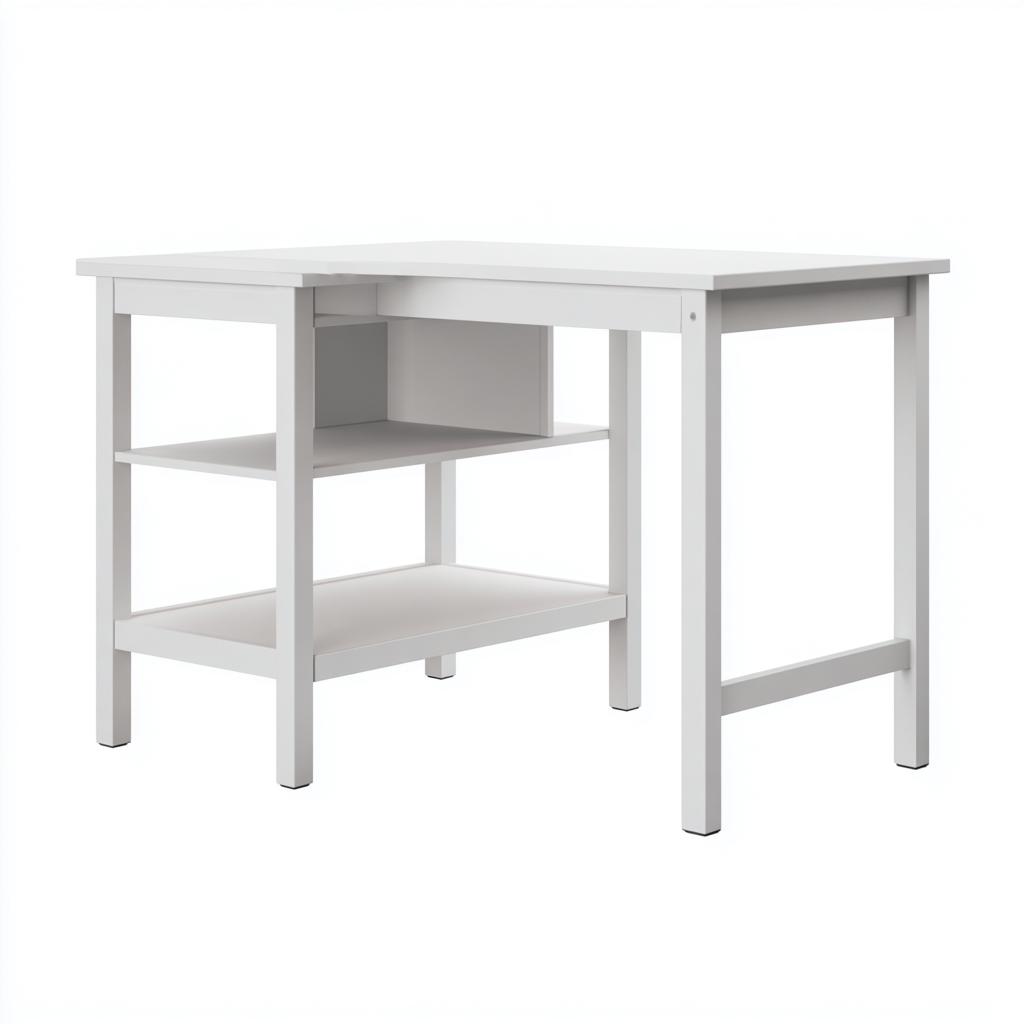 Scrivania legno 120x80x75 cm - bianco - design moderno-Placidin