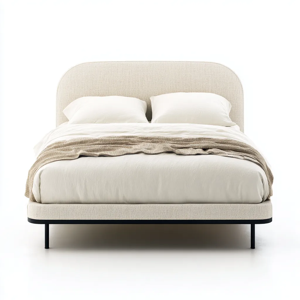 Letto matrimoniale tessuto-metallo 215x165x110 cm - beige-nero - design moderno-Placidin