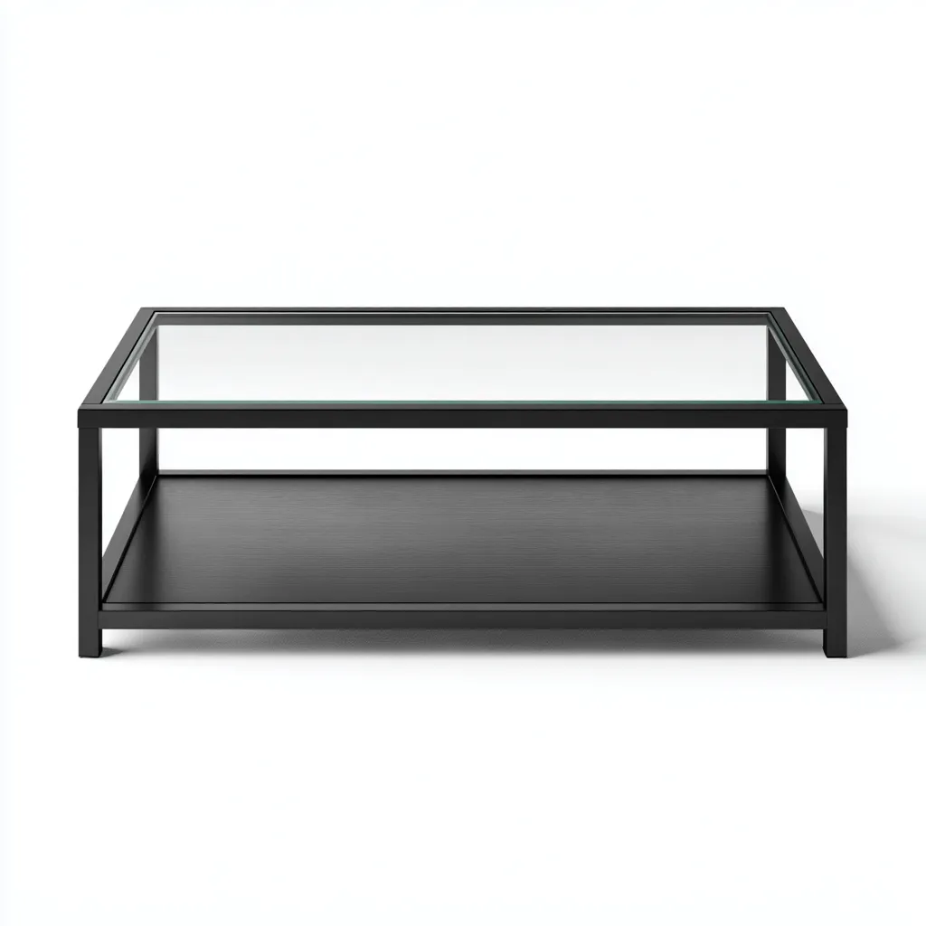 Tavolino da caffè vetro e metallo 100x55x42 cm - nero - design moderno-Placidin