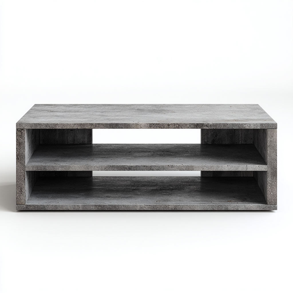 Tavolino da caffè in cemento 120x60x40 cm - grigio - design moderno-Placidin