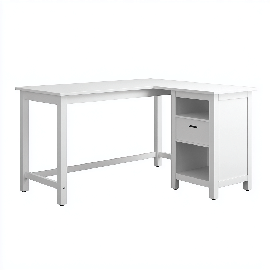 Scrivania angolare 150x120x75 cm - bianco - design moderno-Placidin