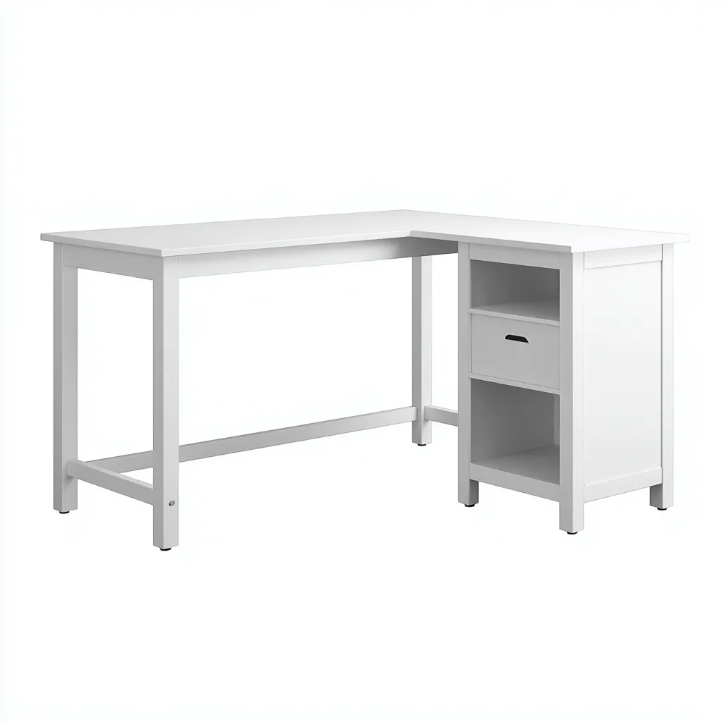 Scrivania angolare 150x120x75 cm - bianco - design moderno-Placidin