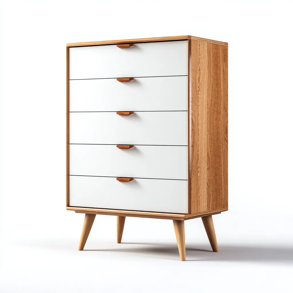 Cassettiera in legno 80x40x120 cm - bianco-legno - design nordico-Placidin