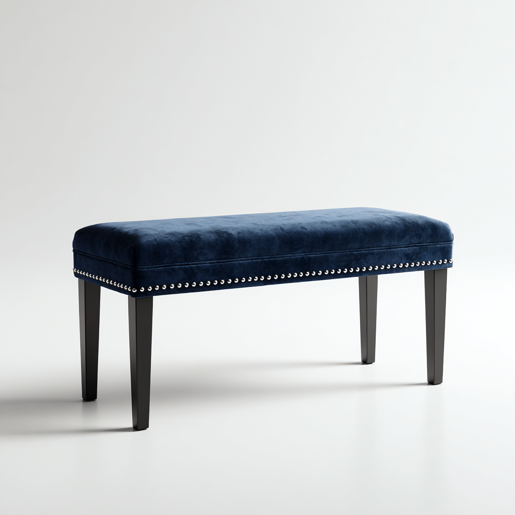 Panca da ingresso imbottita 110x40x48 cm - blu-nero - design moderno-Placidin