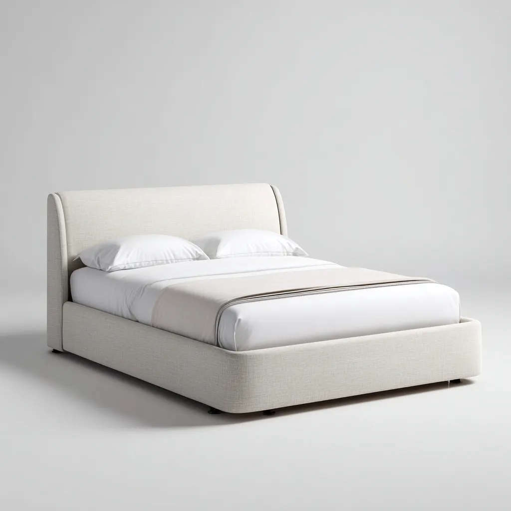 Letto matrimoniale imbottito 210x160x110 cm - colore beige - design moderno-Placidin