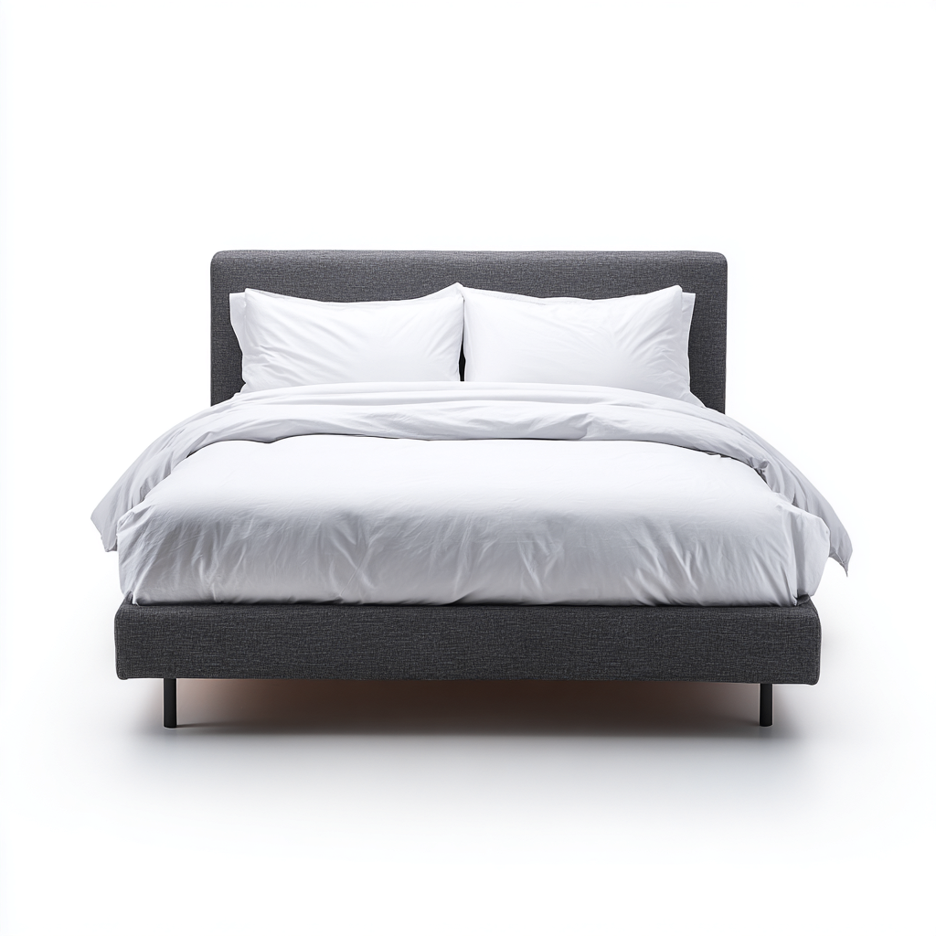 Letto matrimoniale in tessuto grigio 200x160x90 cm - design moderno con piedi in metallo-Placidin