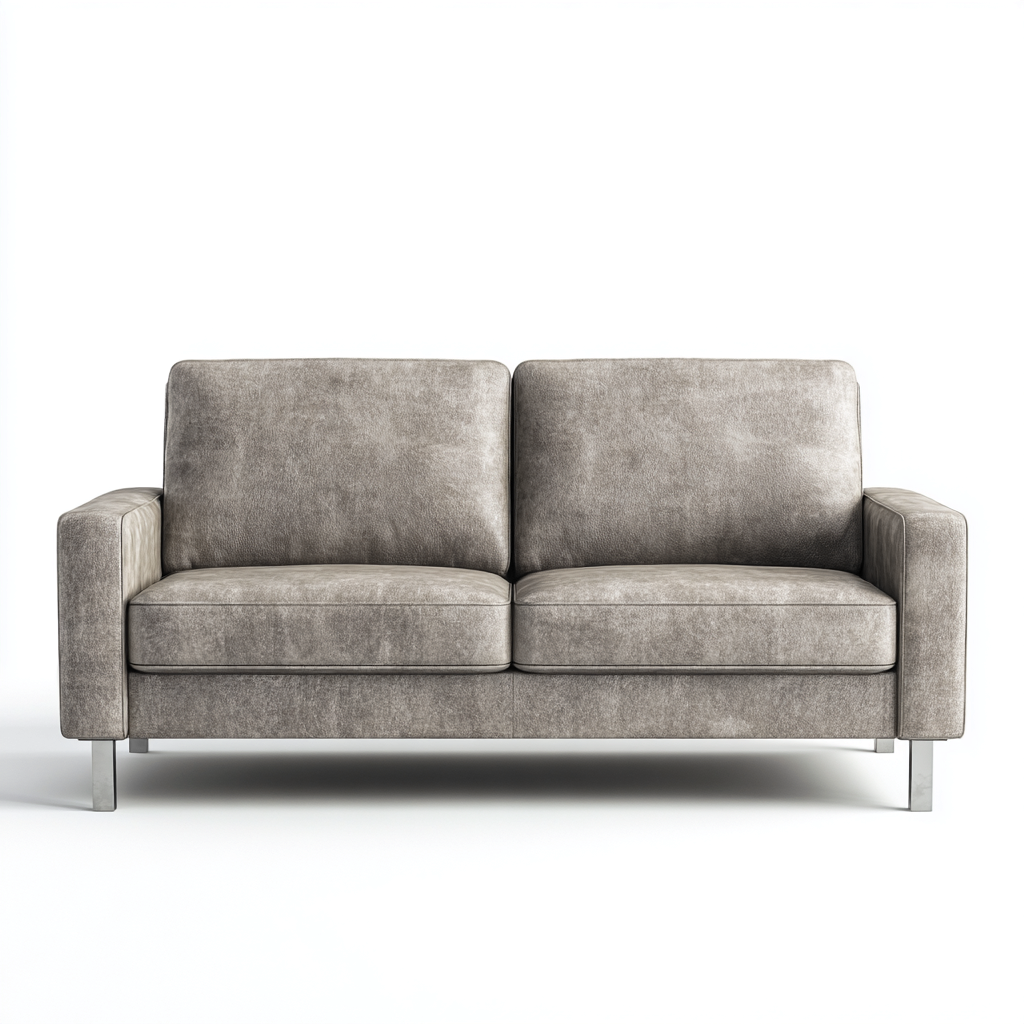 Divano a due posti pelle 165x82x85 cm - grigio - design moderno-Placidin