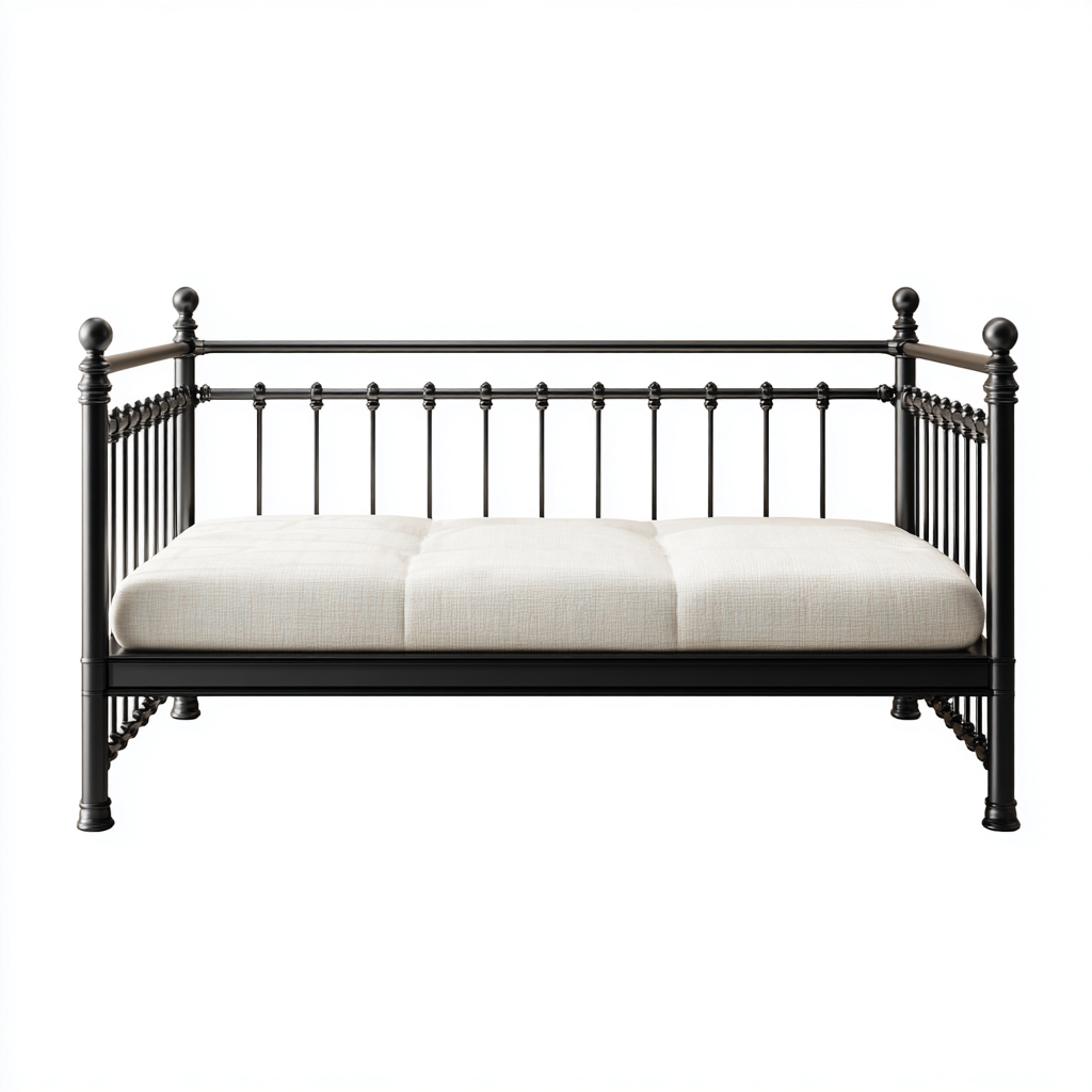 Divano letto metallo 205x95x90 cm - nero - design classico-Placidin