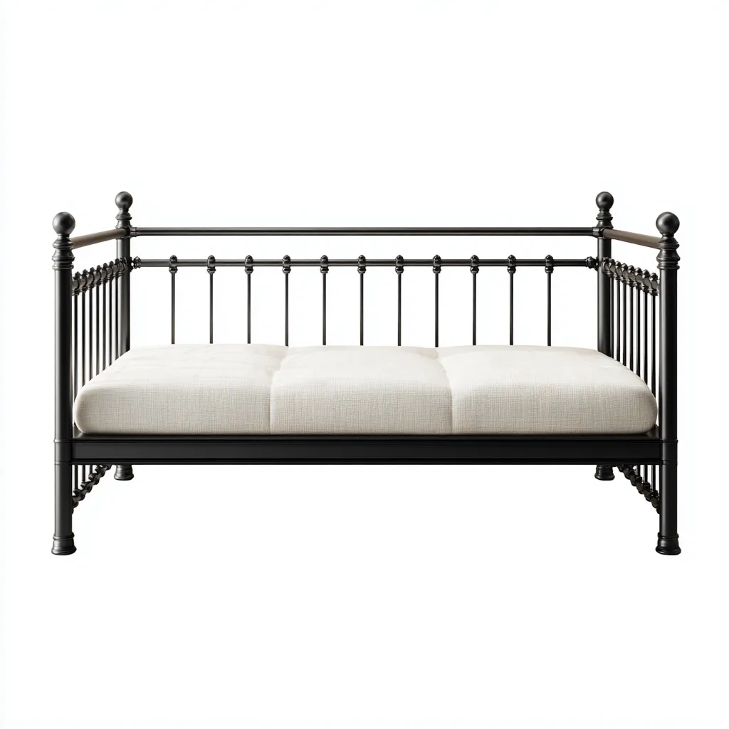 Divano letto metallo 205x95x90 cm - nero - design classico-Placidin