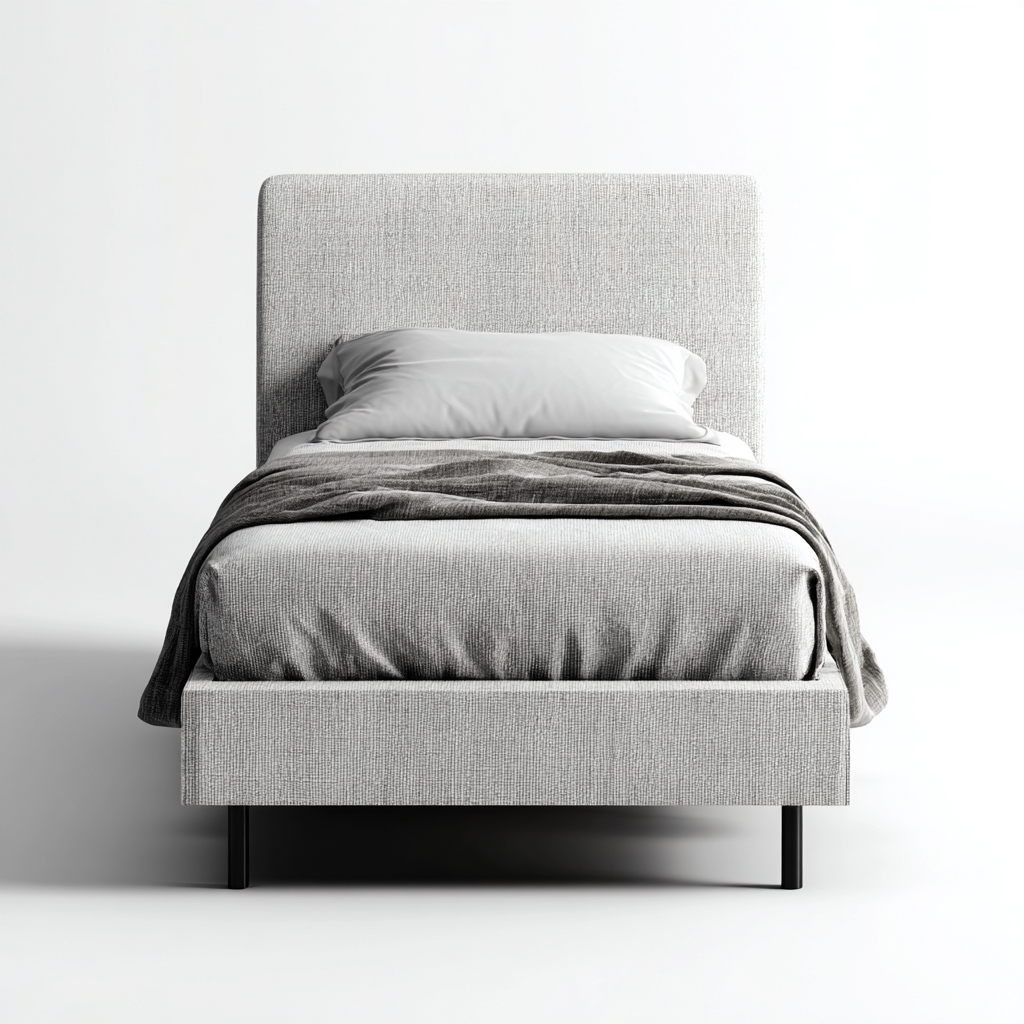 Letto singolo imbottito 205x100x105 cm - grigio chiaro - design moderno-Placidin