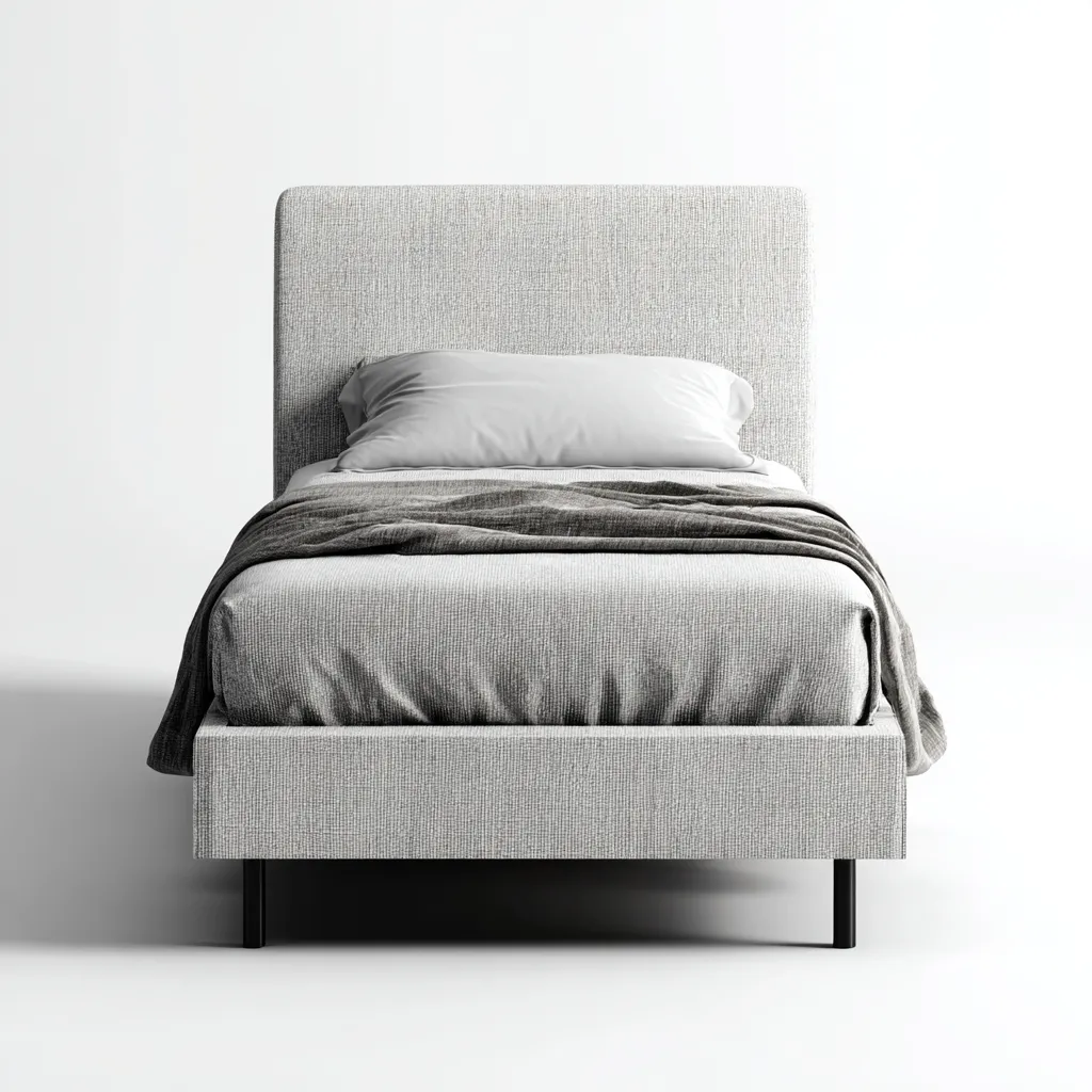 Letto singolo imbottito 205x100x105 cm - grigio chiaro - design moderno-Placidin
