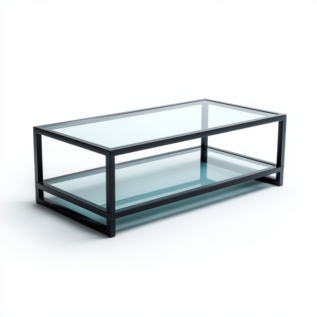 Tavolino da caffè vetro e metallo 110x55x45 cm nero design moderno-Placidin