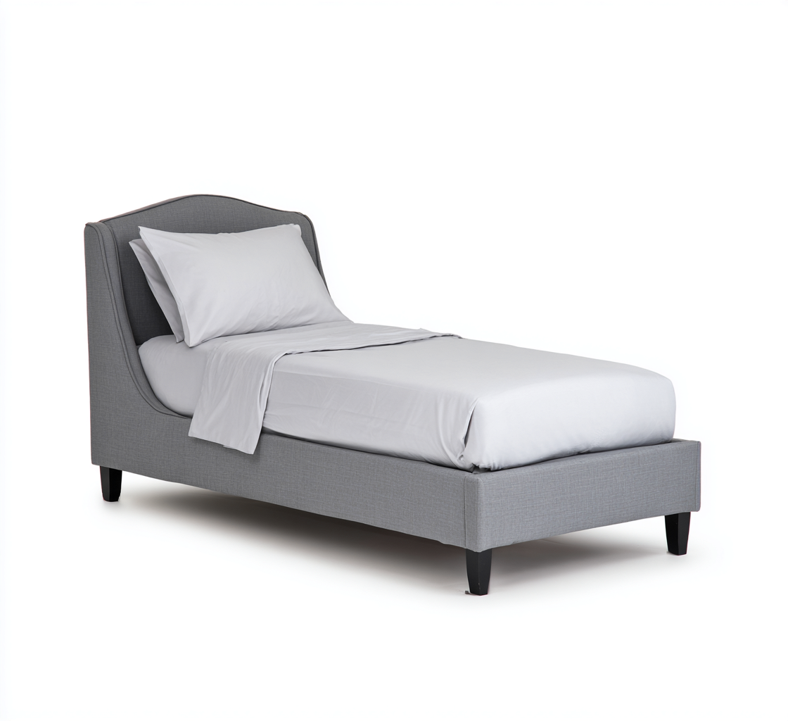 Letto singolo tessuto 205x100x100 cm - grigio - design moderno-Placidin